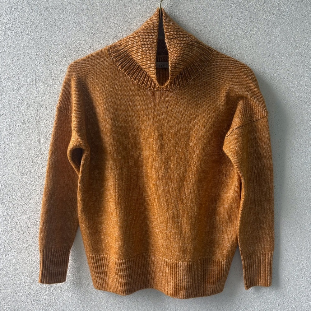 Loft Mustard Yellow Loose Turtle‎ Neck Sweater Size XS Soft Preppy Casual Wool